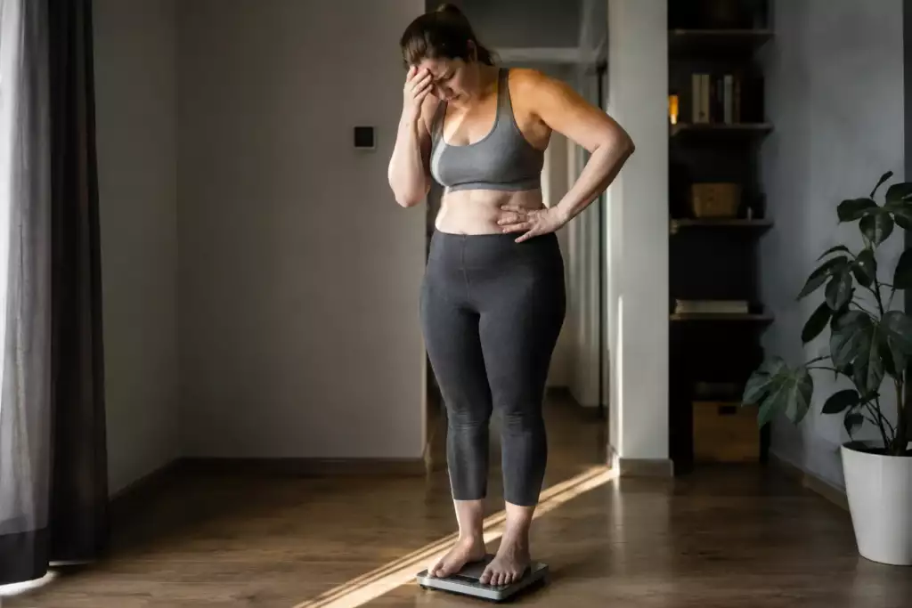femme triste à cause de prise de poids