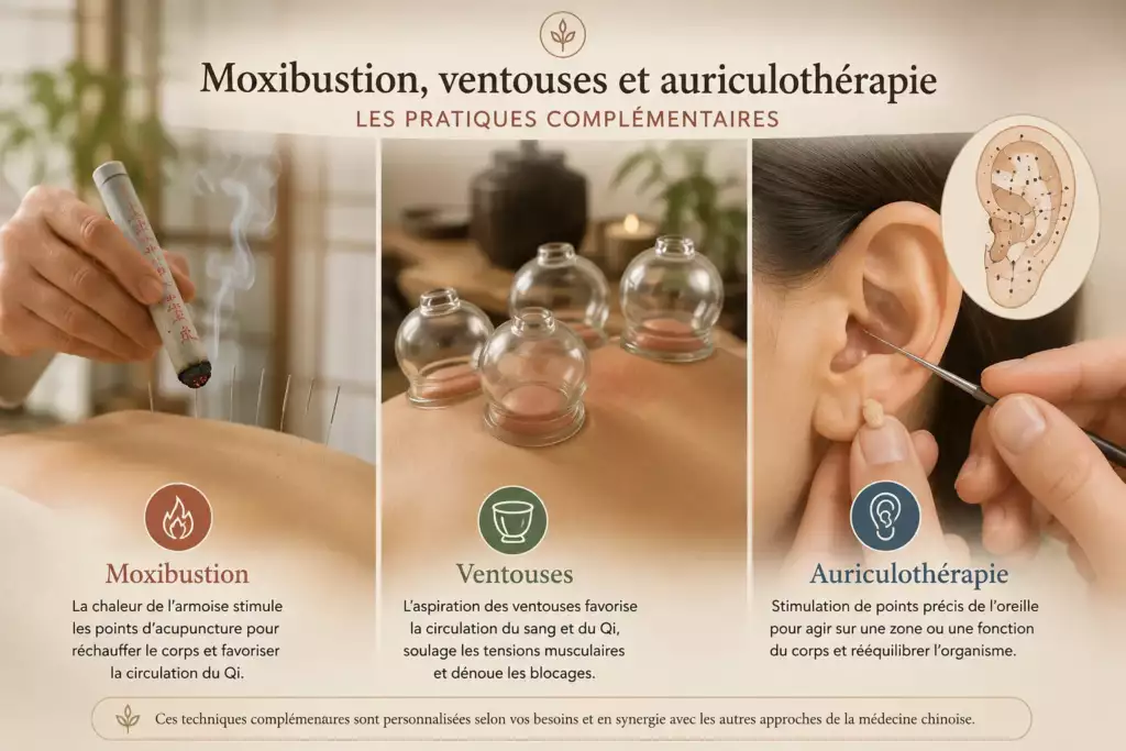Moxibustion, ventouses et auriculothérapie en médecine traditionnelle chinoise