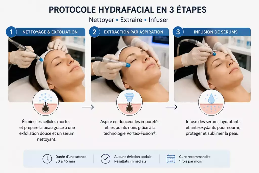 Étapes du protocole de soin du visage en institut