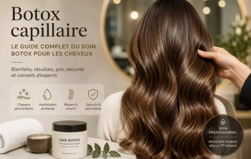 Botox capillaire sur cheveux brillants après un soin en salon