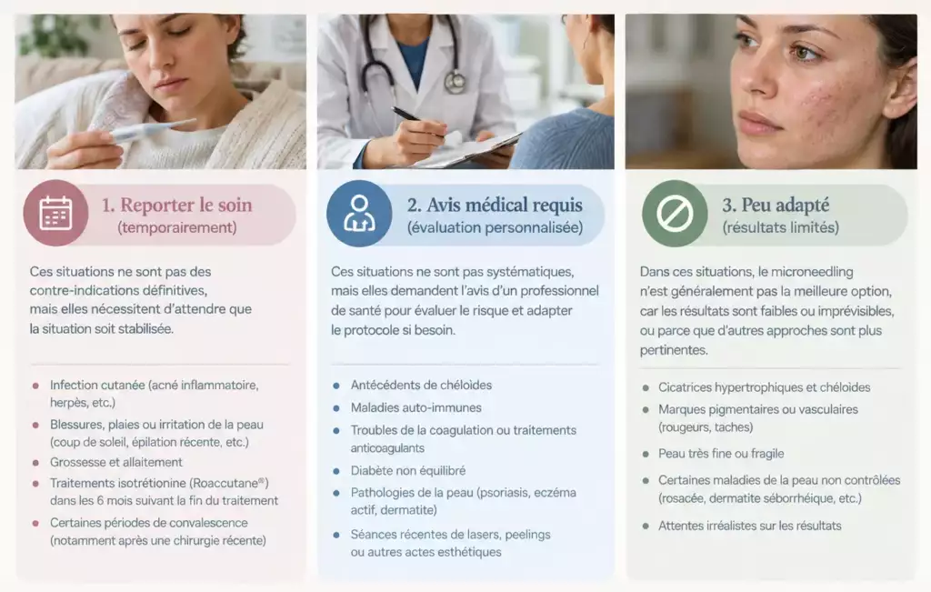 contre-indications du microneedling : reporter, avis médical, peu adapté