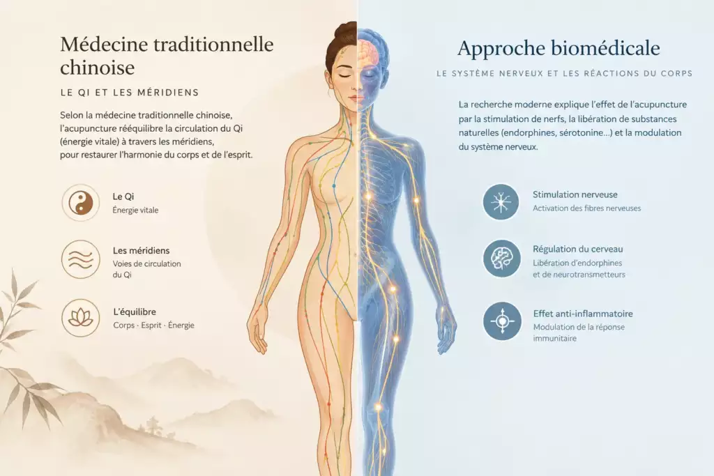 Acupuncture traditionnelle et approche biomédicale de la stimulation des points