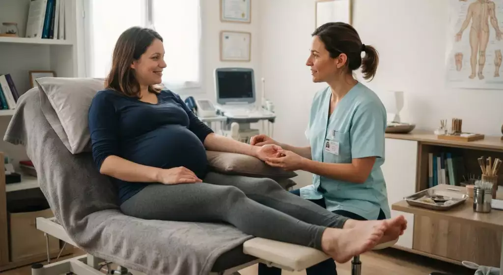 Consultation d’acupuncture pendant la grossesse avec un professionnel de santé