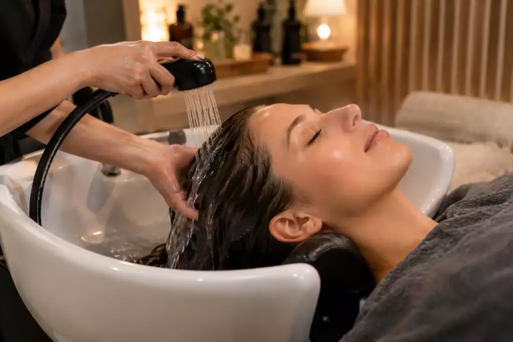 Head spa japonais avec massage du cuir chevelu dans un institut